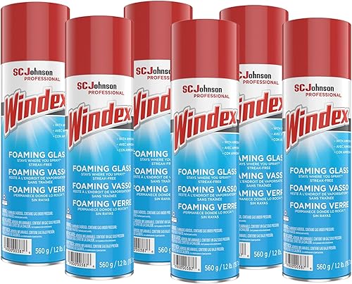 Windex 333813 - Limpiador de vidrios espumosos, 20 onzas, aerosol en aerosol, 6/caja (333813)
