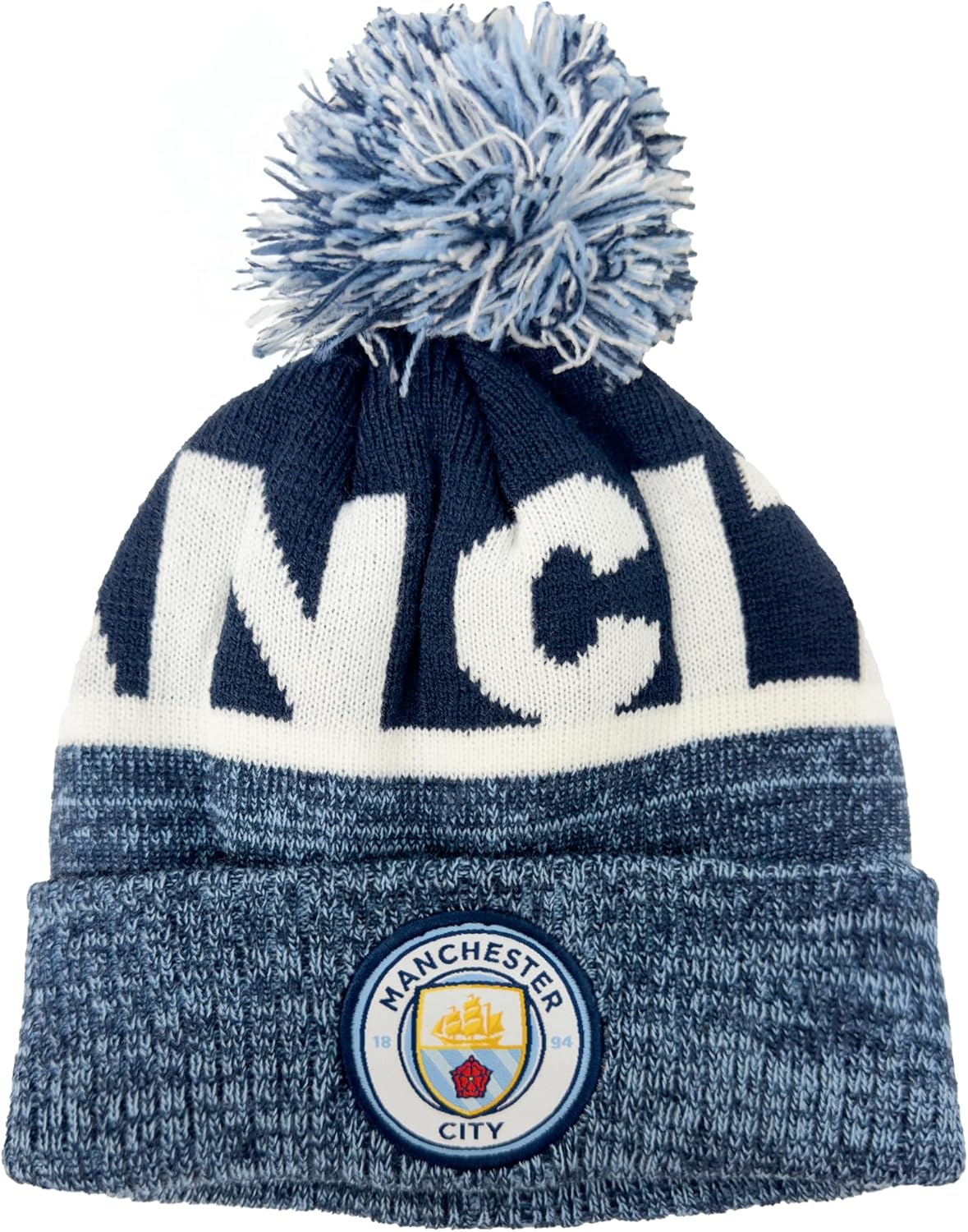 Fan Ink Manchester City Beanie Knitted Ski Hat, Licensed Man. City Winter Hat. Blue - Image 3