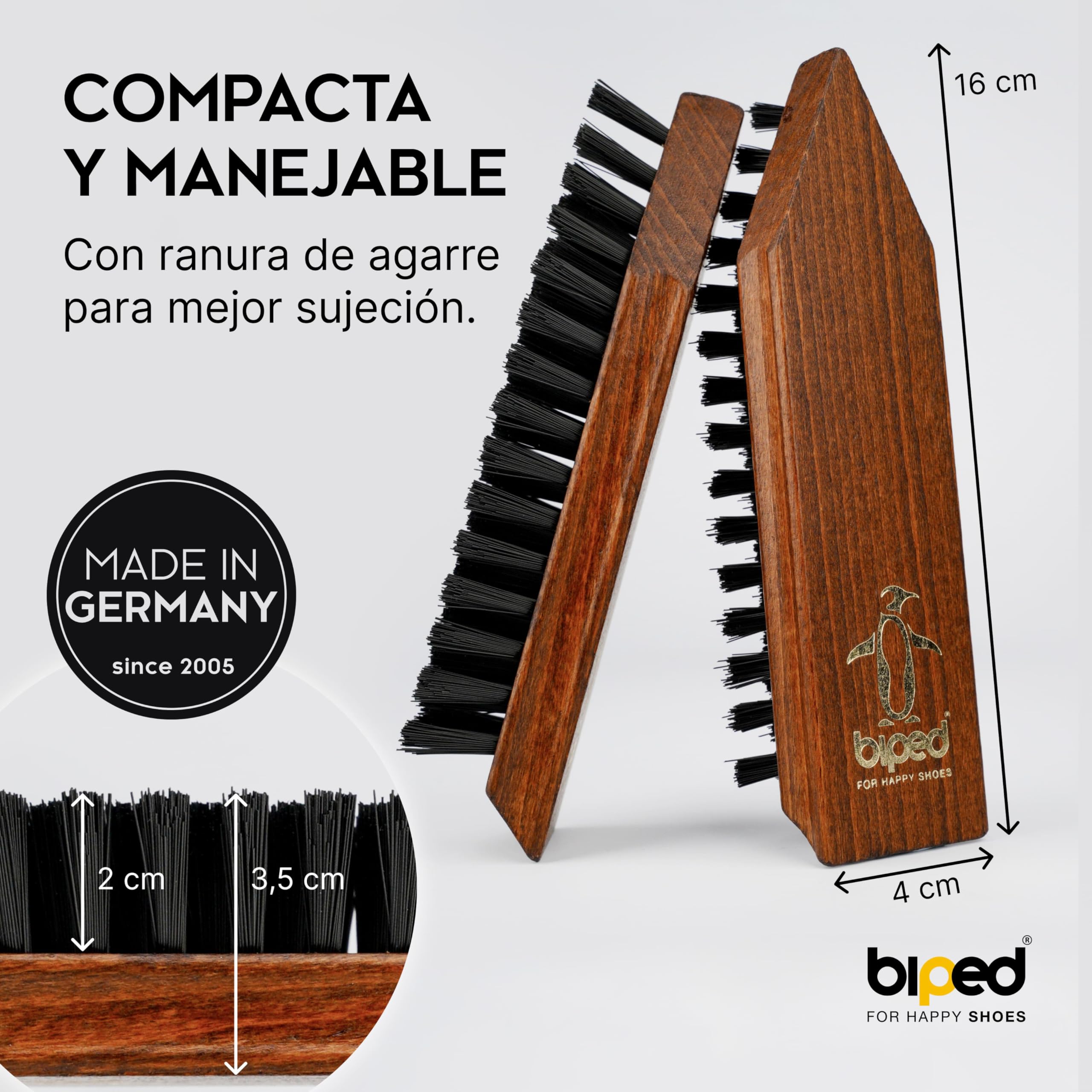 biped Cepillo Limpiador para Zapatos 16 cm – Cepillo Resistente de Madera de Haya – para Suelas perfiladas – Made in Germany z2450