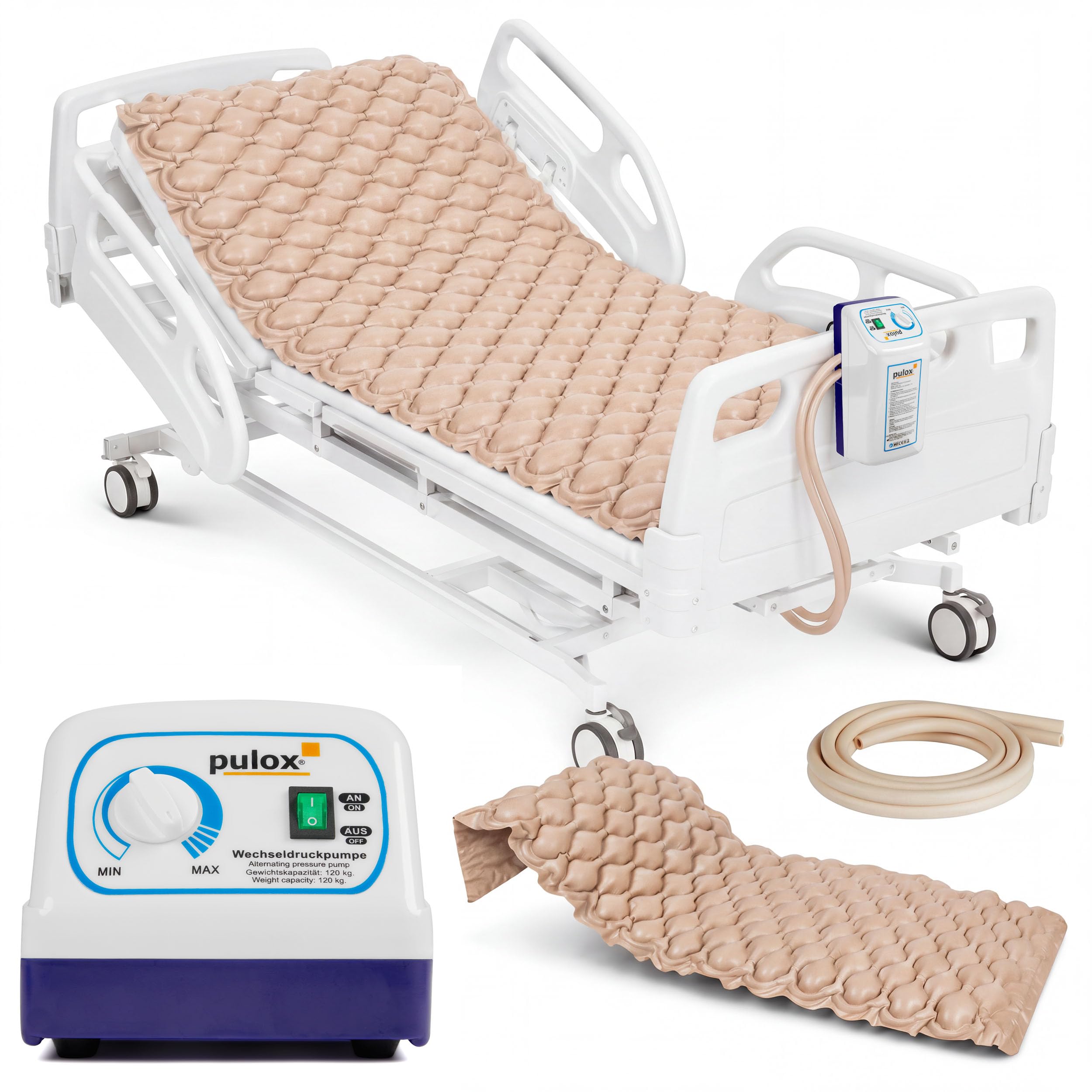 Pulox Materasso Antidecubito - Sistema di supporto completo con pompa - Materasso a Pressione Alternata con compressore