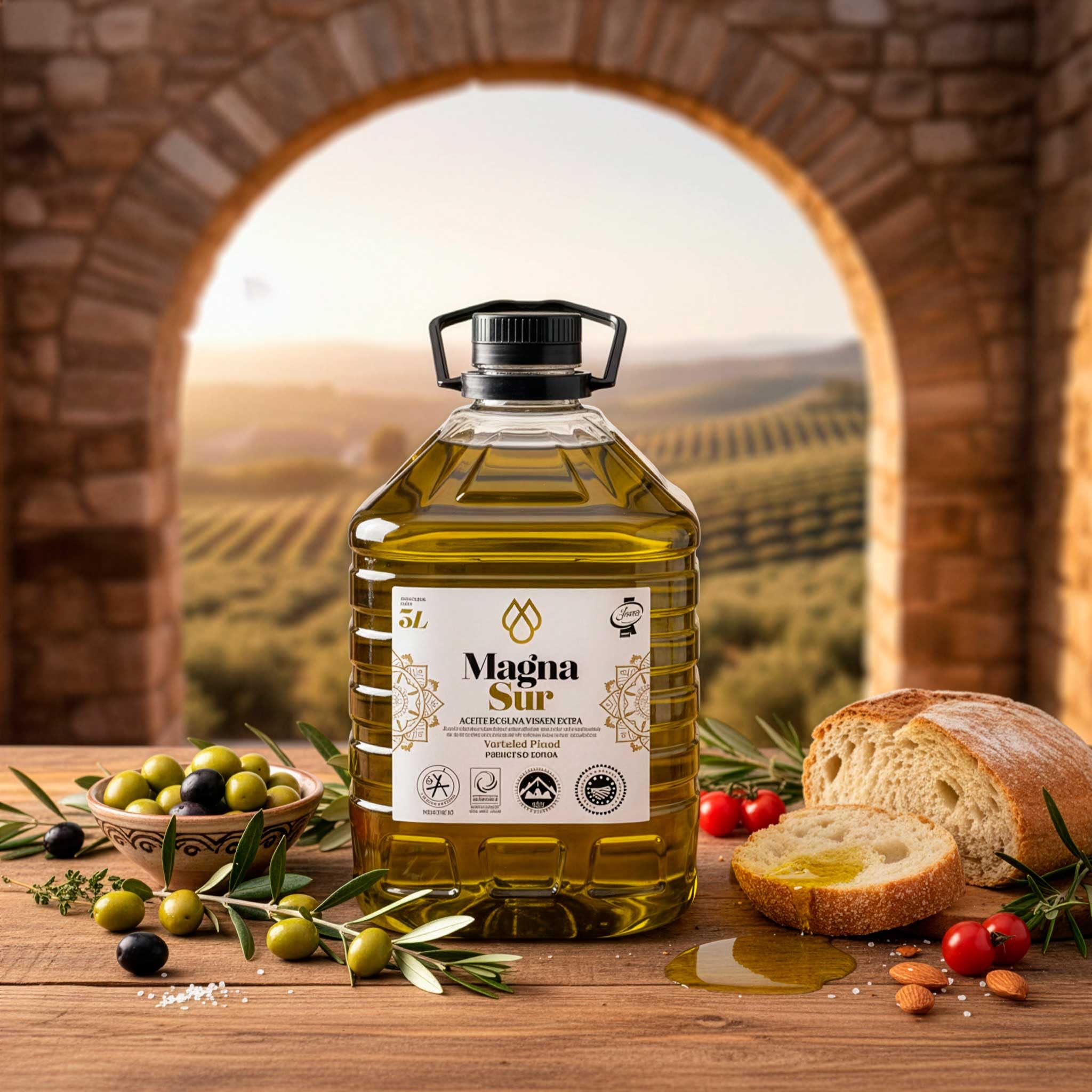 Aceite de Oliva Virgen Extra Picual 3 L – AOVE andaluz en garrafa PET, origen Sierra Mágina (Jaén) – Producción integrada y sostenible, ideal para cocina diaria y recetas gourmet