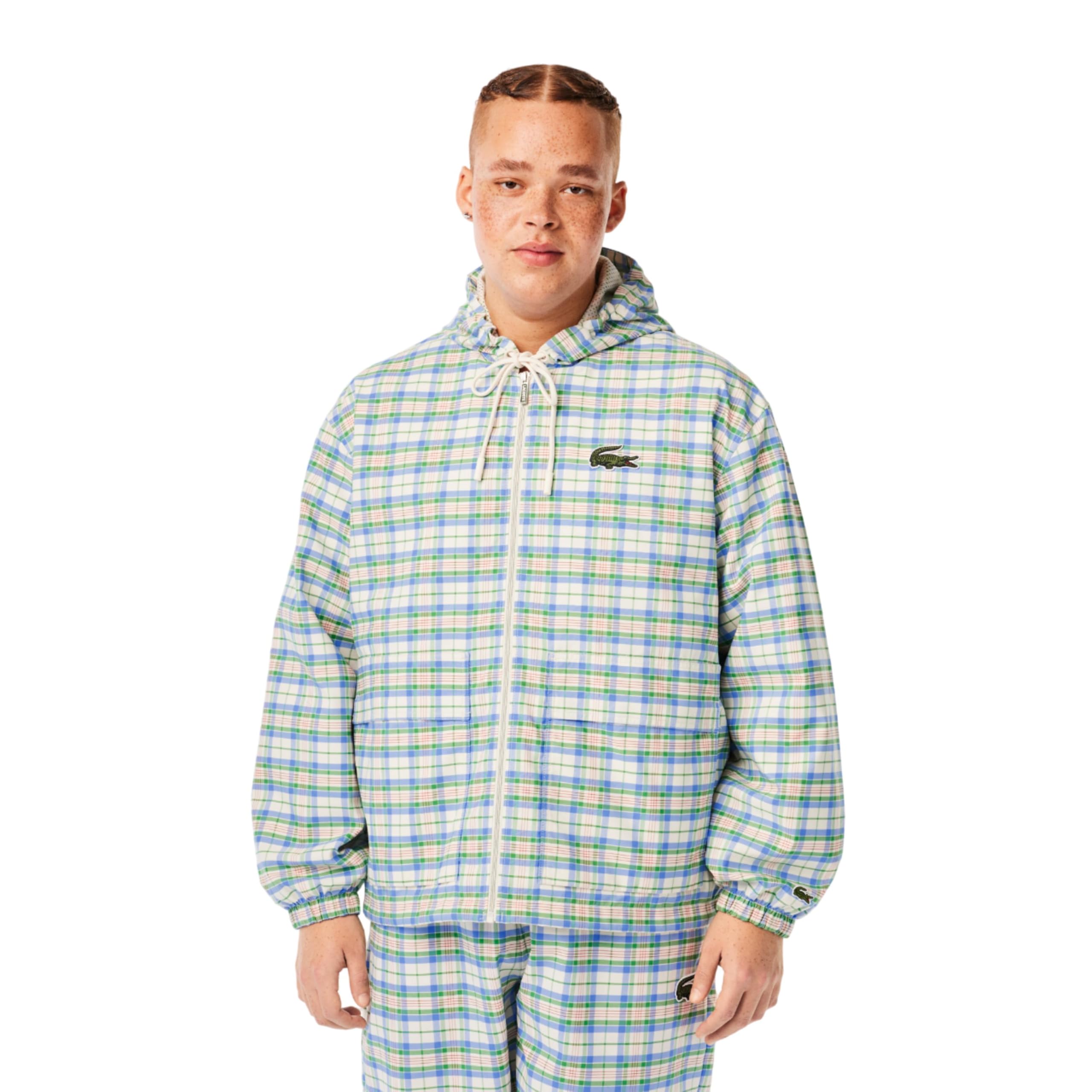 Amazon.com: Lacoste Men's Checked Hooded Track Jacket, Flour