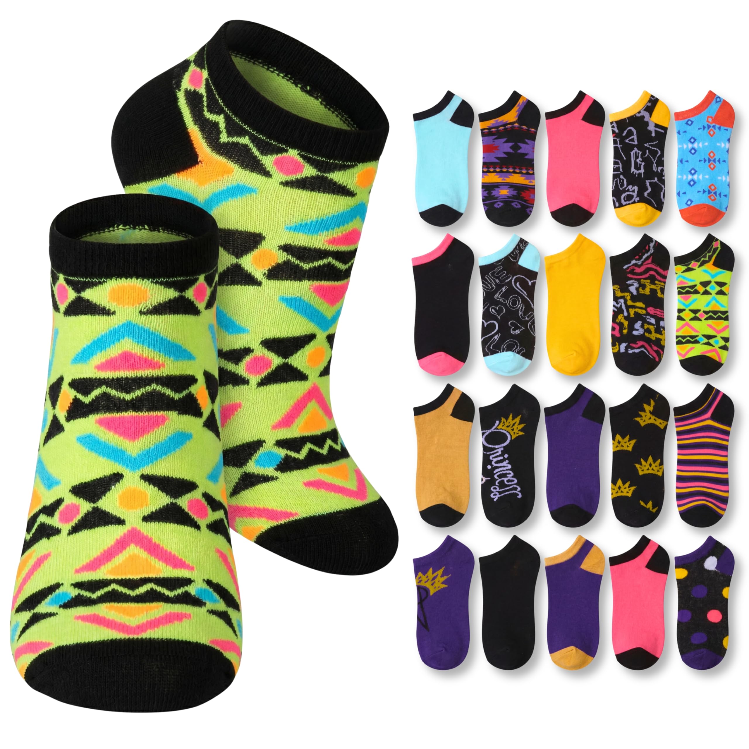 Tipi Toe Women’s 20 Pack Colorful Low Cut Socks – Lightweight, Breathable Design for All-Day Comfort Sizes 9-11/10-13