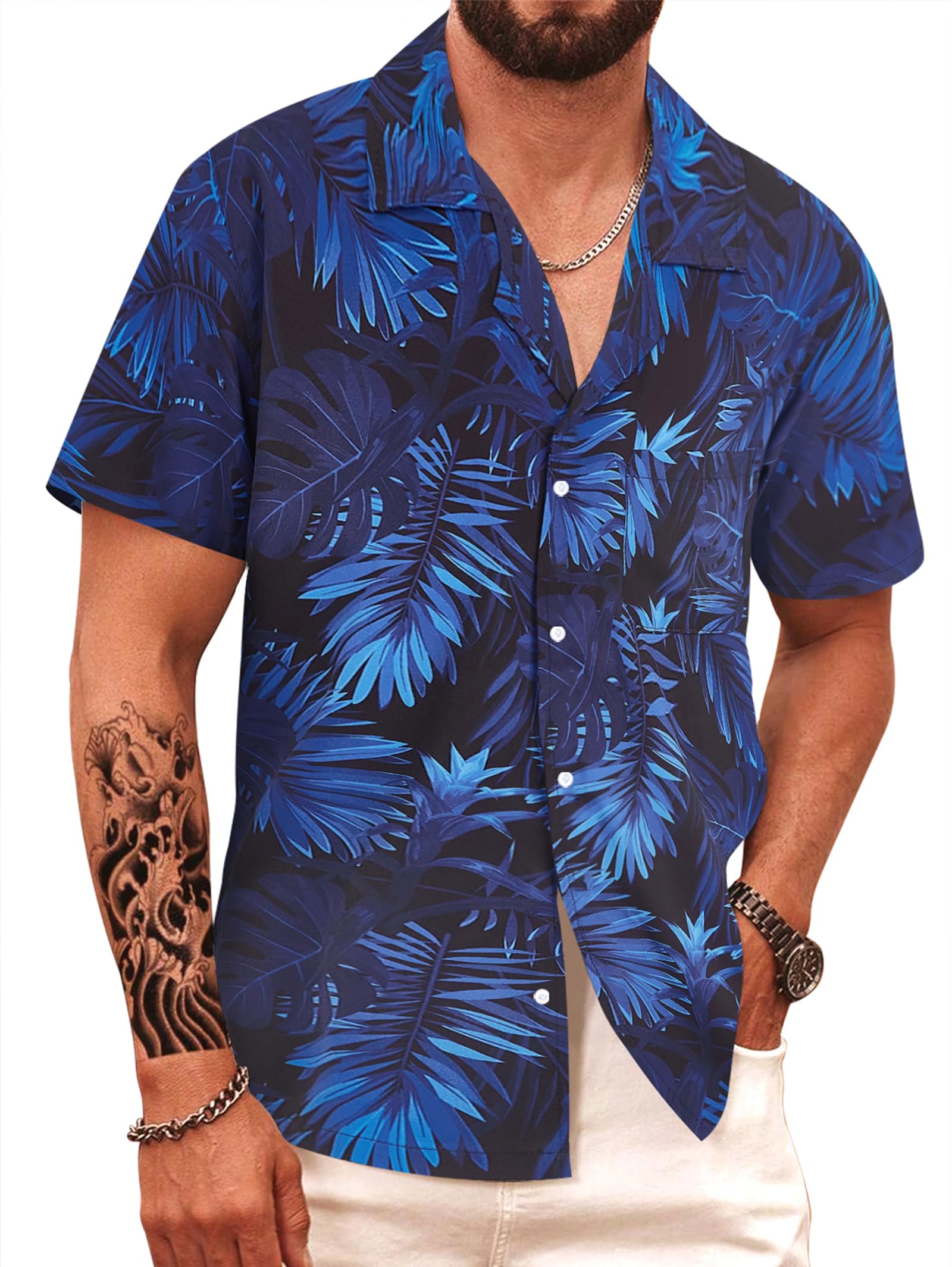 APTRO Herren Hawaiihemd Kurzarm Freizeit Urlaub Reise Shirt Sommer