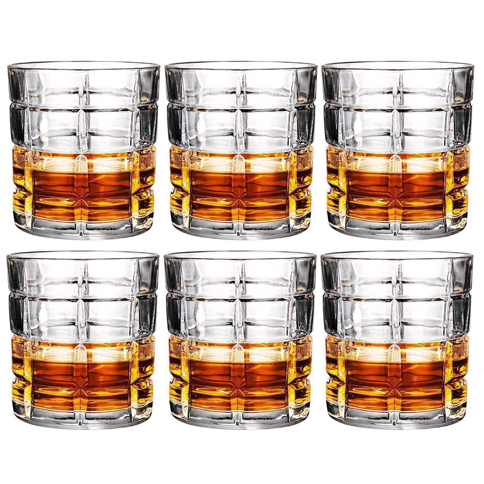 LOITTAINUE Gläser Set 6 Teilig - 300ml Whisky Gläser Set, Modern Trinkgläser, Cocktailgläser, Saftgläser aus Glas, Wassergläser für Whisky, Wasser, Drink, Saft, Spülmaschinenfest
