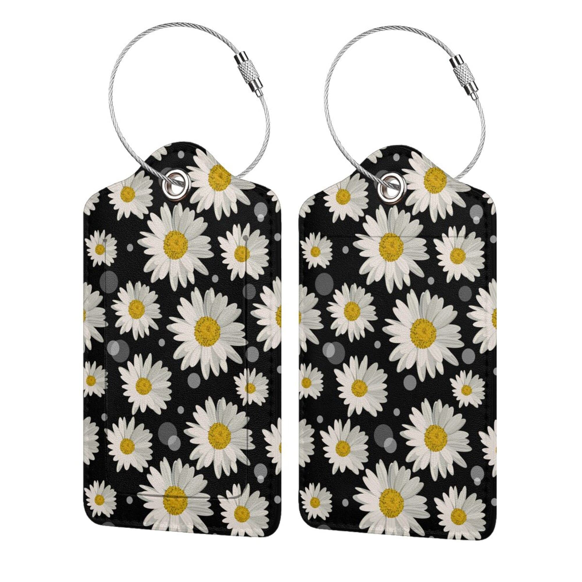 BLOCIT 2 Pack PU Luggage Tag for Suitcase Cute Unique Leather Suitcase Tags Identifiers with Privacy Name ID Label and Metal Loop for Baggage Handbag