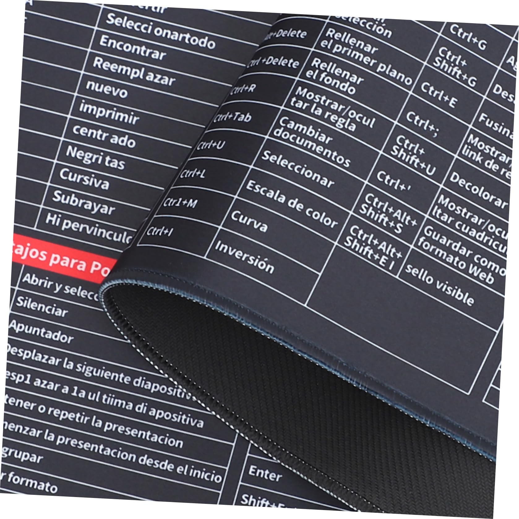 Yardwe Tappetino Grande per Mouse Scorciatoie Excel in Spagnolo 300X800X3Mm Tastiera Antiscivolo per Ufficio e Arredamento da Scrivania Uso Semplice e Rapido