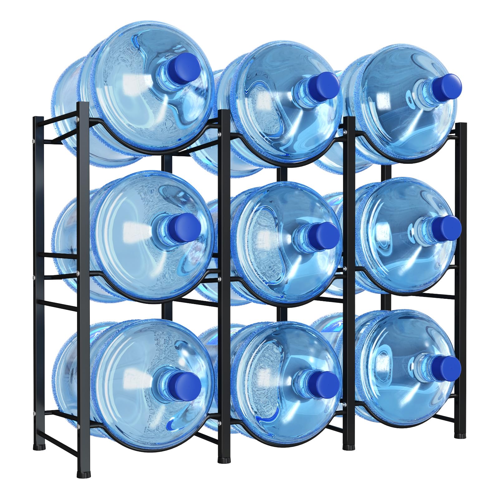 Lifewit 5 Gallon Water Jug Holder, 3 Tier Water Bottle Stand, Heavy Duty Water Dispenser Rack with 9 Slots for Gallon Jugs, Detachable Water Storage