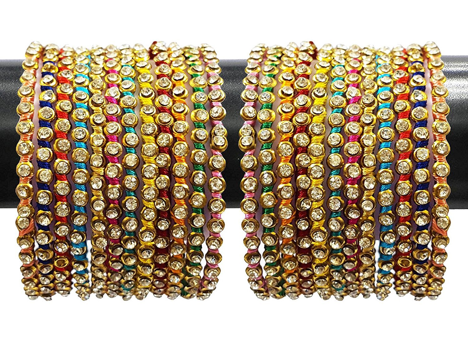 YouBella Fashion Jewellery Traditional Thread Work Multi-Color Gold Plated Bracelet Bangle Set of 24 Bangles Jewellery for Girls and Women (B07C9VVJWK) Amazon Price History, Amazon Price Tracker
