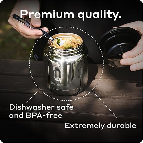 Miniatura 75 de BOBBER Tarro térmico aislado de boca ancha de 24 onzas para sopa y comida caliente, acero inoxidable con cuchara y tazón integrados, mantiene