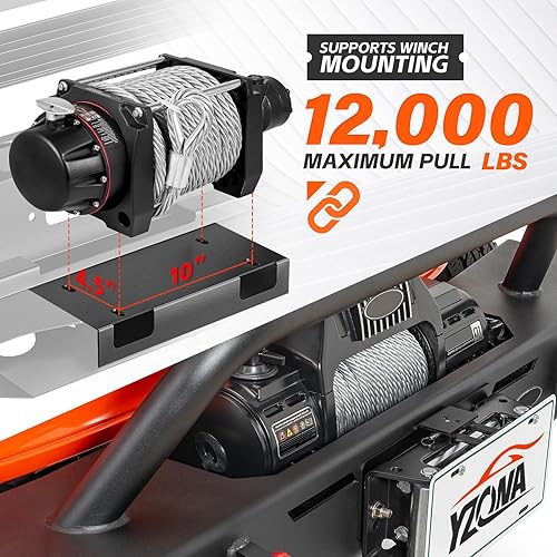 Miniatura 4 de YZONA Parachoques delantero compatible con Land Rover Discovery 2 1999-2004 parachoques todoterreno equipado con placa de cabrestante, orificios de