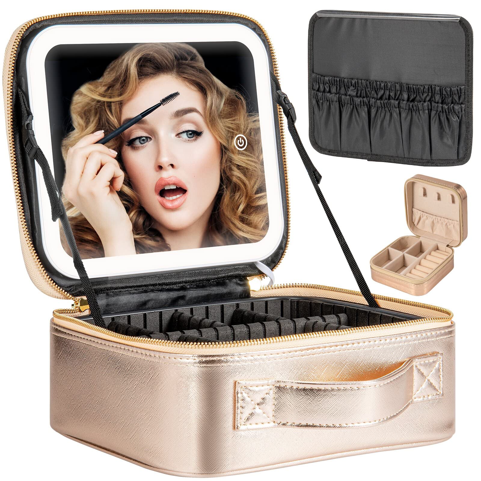 Extrei Gent Makeup Travel Train Case with Mirror LED Light 3 Adjustable