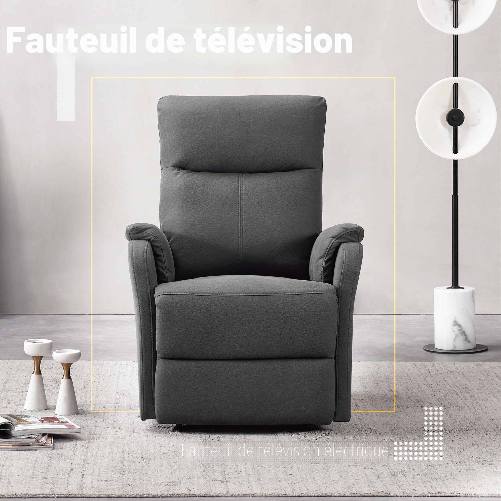 Z-hom Fauteuil de Relaxation - Fauteuil de Massage électrique réglable - Fauteuil Ergonomique pour Regarder la télévision, Travailler et Dormir - Gris