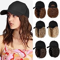 Vista 12 de Gorra de béisbol con extensiones de cabello, peluca ajustable, gorra rizada de 14 pulgadas, peluca sintética para mujer, color gris plateado