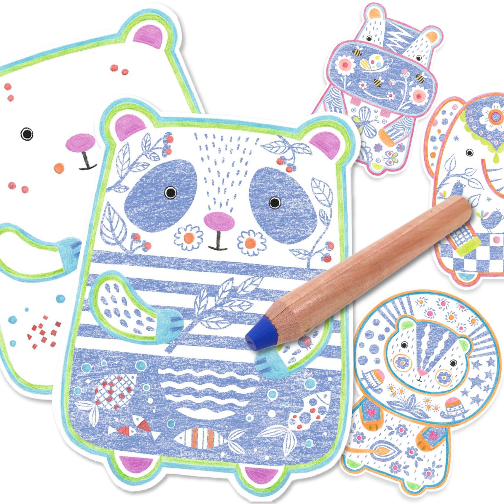 Amazon.co.jp: DJECO スクラッチアート 塗り絵 動物 スクラッチ お