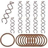 20Pcs Spiral Hair Pins and Hair Ties, 10 Spin Pins for Messy Bun Updos 1.97 Inches, 10 Ponytail Holders 4mm Thick, Invisible Secure Hold Twist Hair Pins for Women Girls, Brown