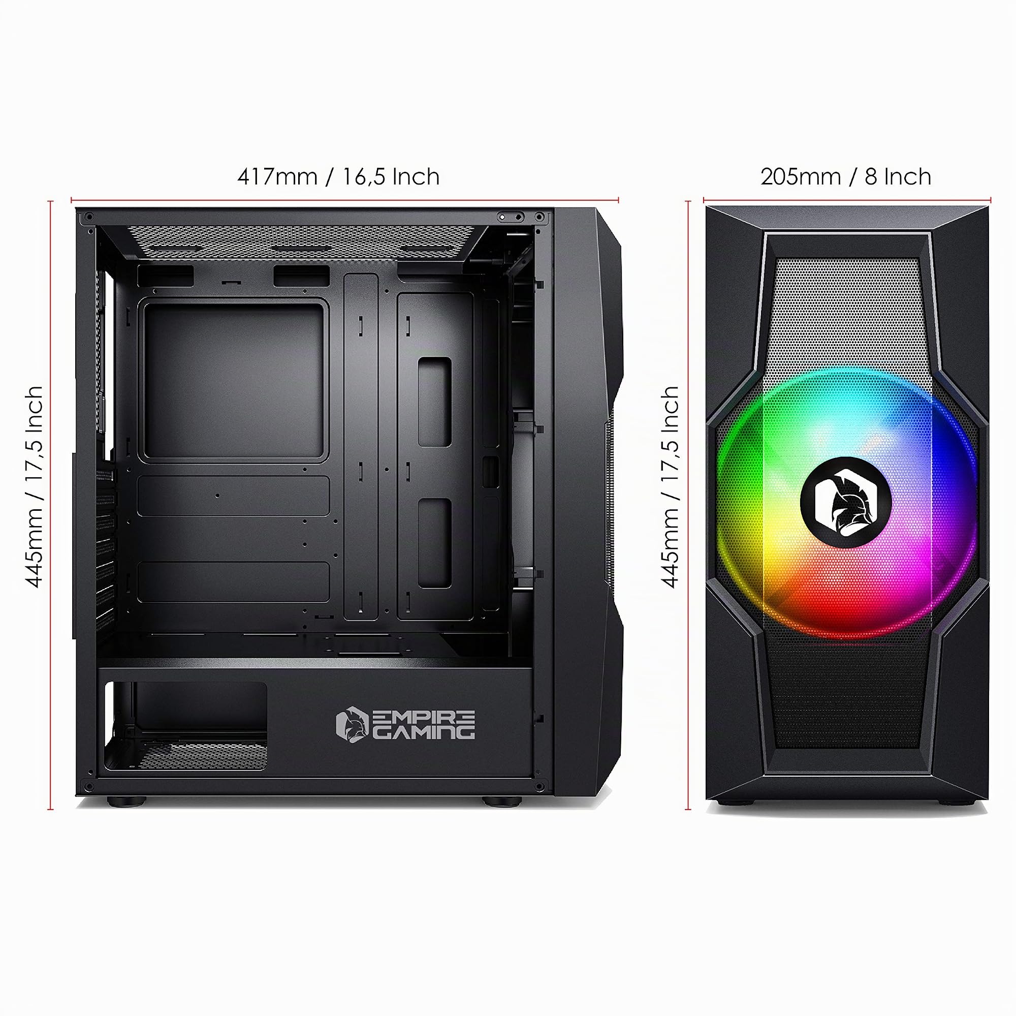 EMPIRE GAMING - Boitier PC Gamer Onyx - ARGB Moyenne Tour ATX, mATX, ITX - 4 Ventilateurs LED RGB Adressable (1 x 200mm et 3 x 120mm) - Paroi Latérale en Verre Trempé