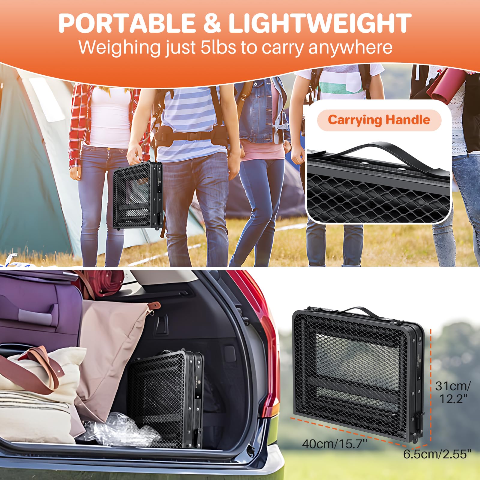 FUNYKICH Portable BBQ Table for Outside(58x40cm), 3 Height Adjustable Folding Grill Table - Image 3