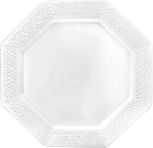 Miniatura 3 de Lillian Collection - Platos de plástico de 9.25 pulgadas, lacetágono perlado, paquete de 10
