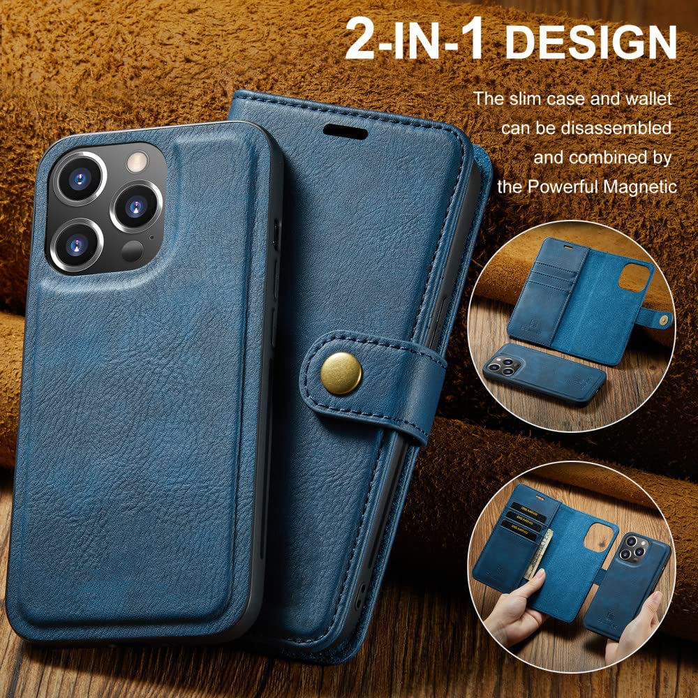 Shieldon Étui Amovible 2 en 1 en Cuir Véritable pour iPhone