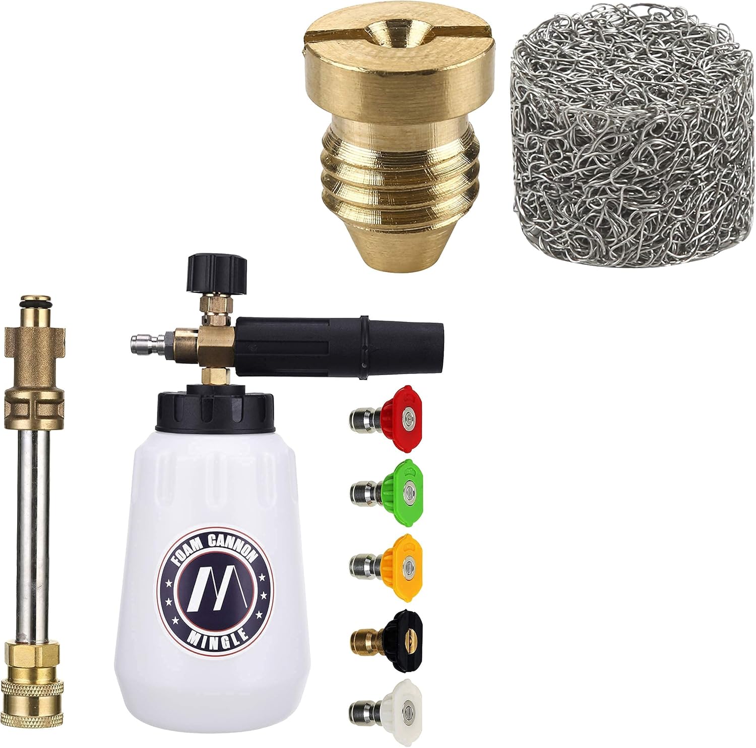 M MINGLE Foam Cannon, Foam Cannon Orifice Nozzle Tips and Foam Maker, with 5 Nozzle