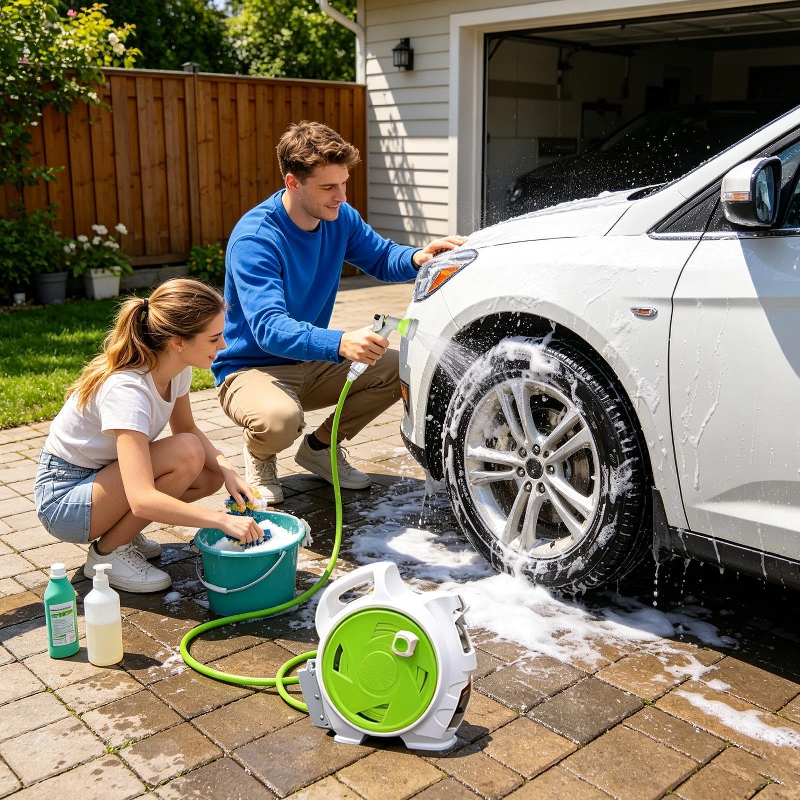 Mini carrito de manguera de agua - Carrete de manguera de jardín portátil