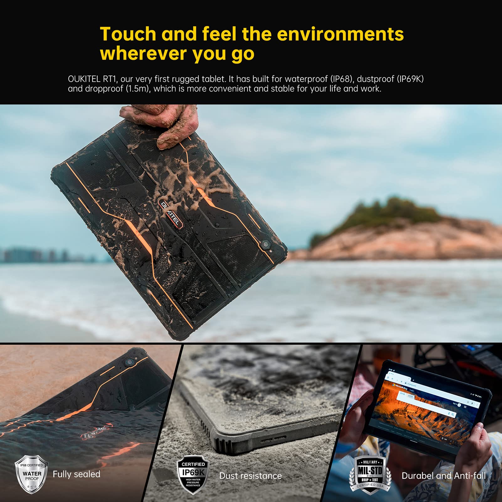 Amazon.co.jp: OUKITEL RT1タブレットAndroid 11 防水防塵耐衝撃