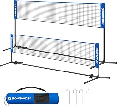 SONGMICS 300cm/400cm/500cm Badminton Net Volleyball Net Height Adjustable Poles Portable Set for Tennis Beach Volleyball Garden Park Outdoor