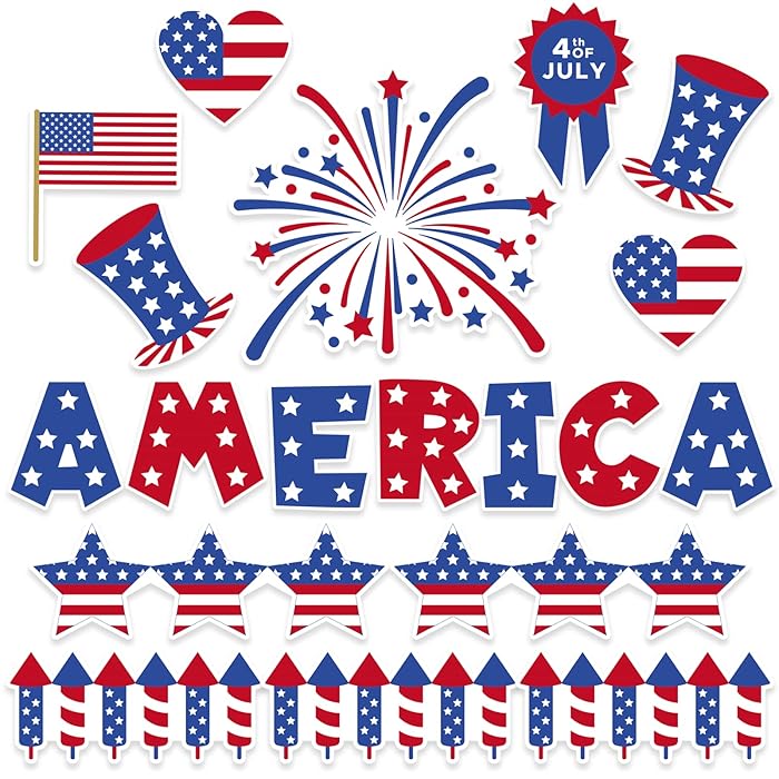 Buy NBjiuyin 56 Pieces 4th Of July Bulletin Board Decor Paper Cut Outs buy-nbjiuyin-56-pieces-4th-of-july-bulletin-board-decor-paper-cut-outs
