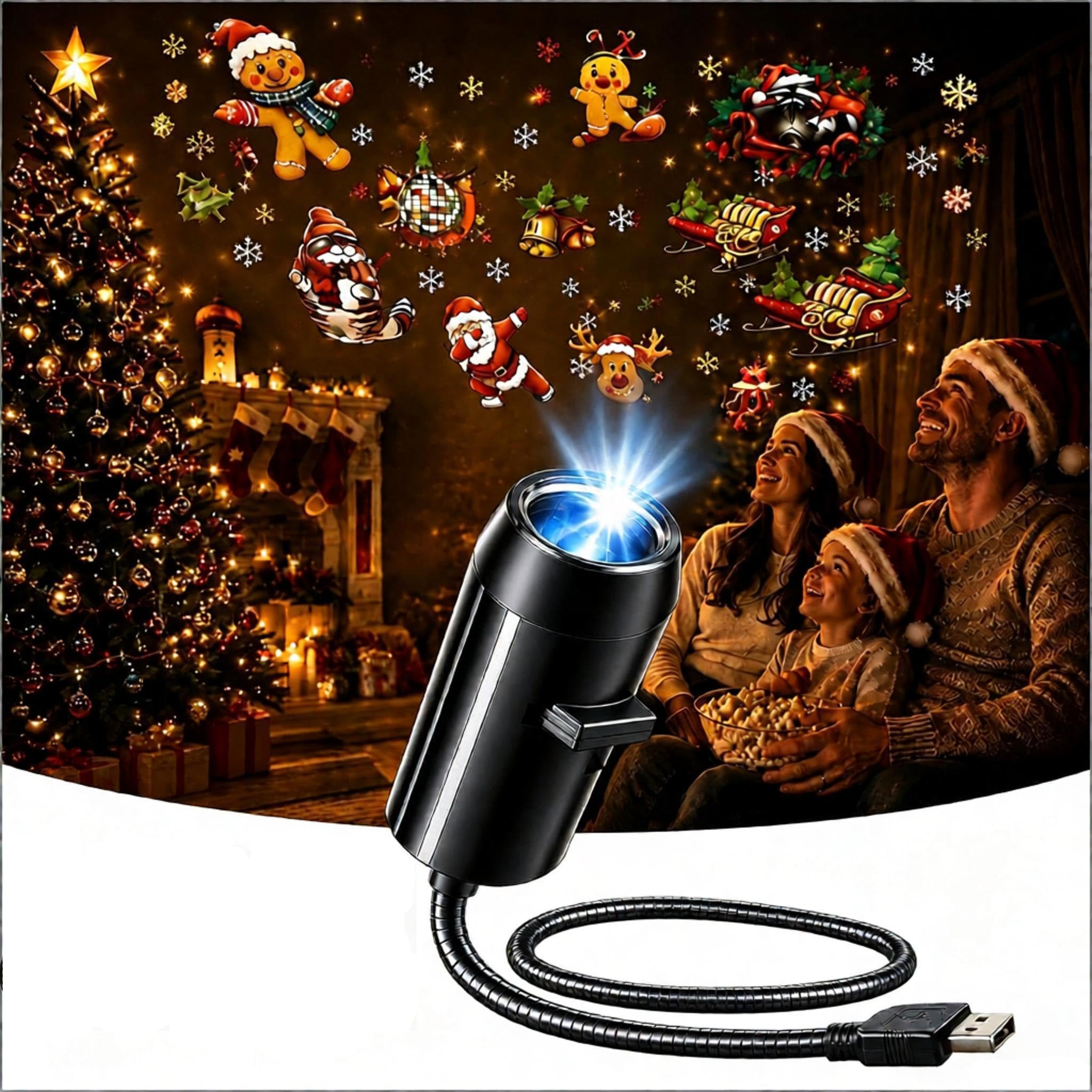 HD Christmas Projector with 10 Festive Scenes, Plug and Play