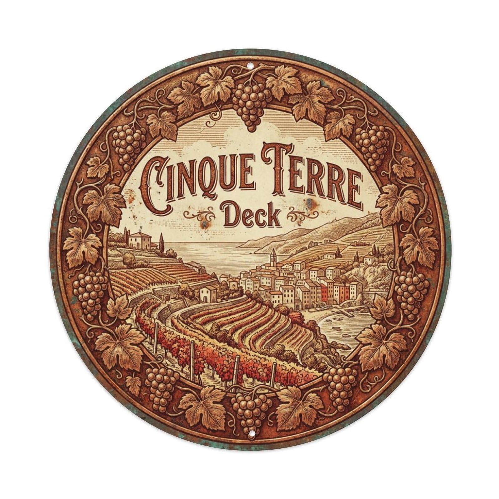 Vintage Travel Cinque Terre Italy Hull Metal Tin Sign