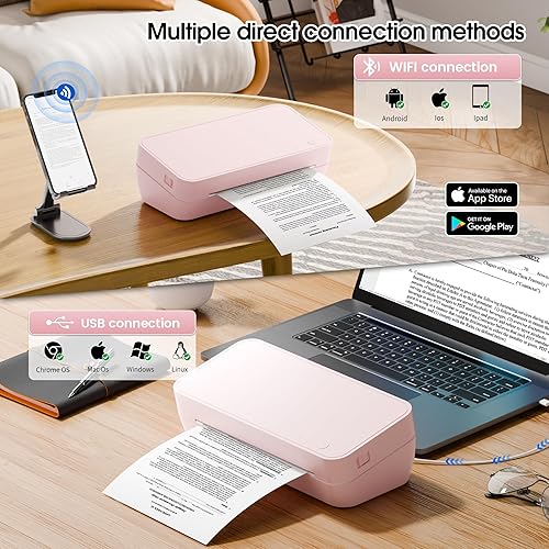 Miniatura 2 de PhoFuta Impresoras térmicas WiFi para uso doméstico, impresora inalámbrica sin tinta para viajes, impresora pequeña compatible con 8.5 x 11