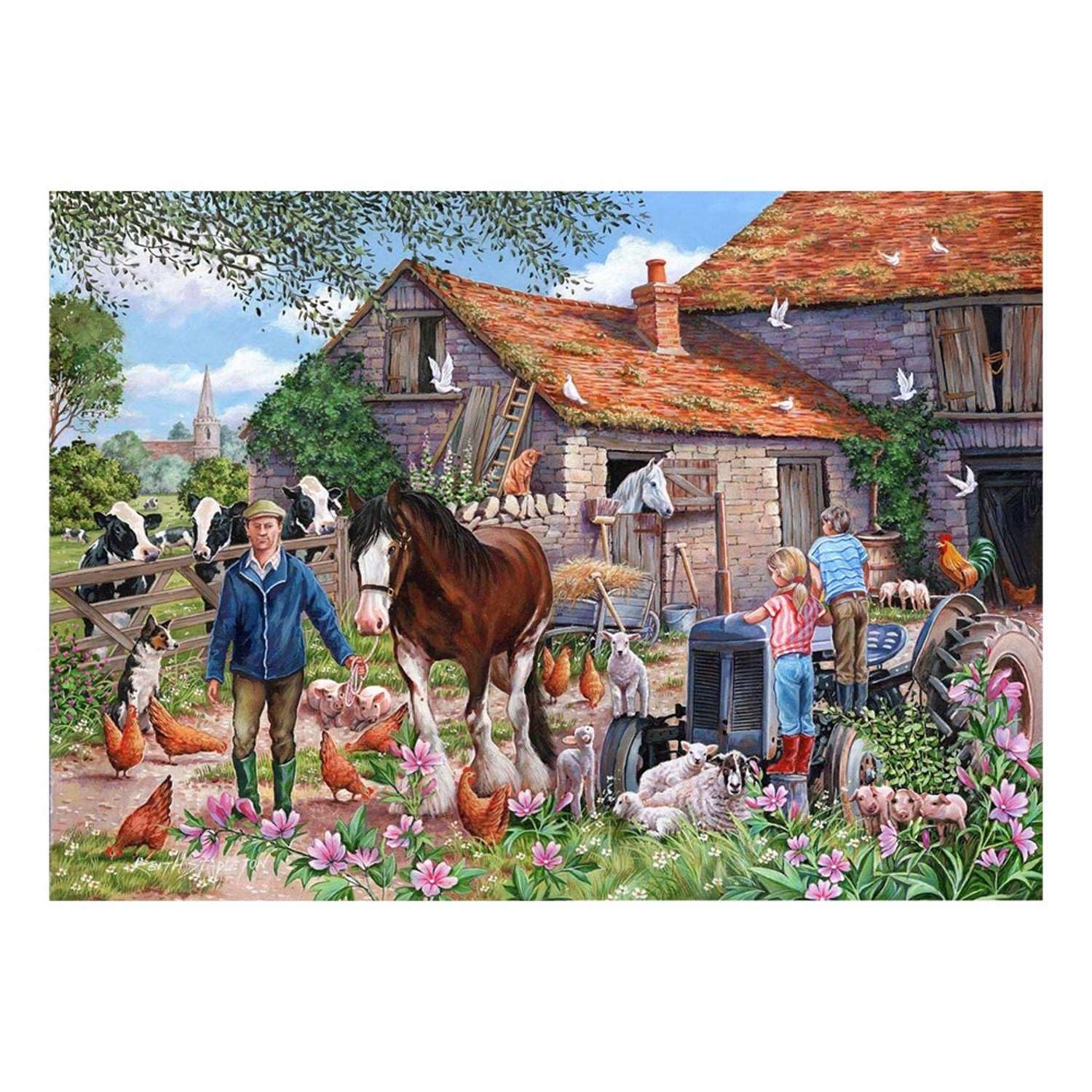 The House of PuzzlesMacDonalds Farm Jigsaw - Big 500 Piece Jigsaws For Adults, Extra Large Pieces, Artist Illustrated, Scenic Landscape, Deluxe Puzzle Gifts
