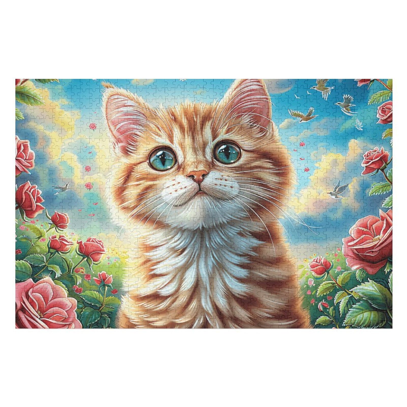 Cat 1000 Piece Jigsaw Puzzle for All Ages Idea Family Fun Cardboard Home Decor Accent 1000 PCS
