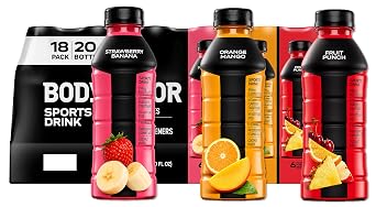 Armor Sports Body Hydration Drink 20oz, 18 CT Variety Pack, Strawberry Banana, Orange Mango, Fruit Punch, Packed With B Vitamins and Antioxidants
