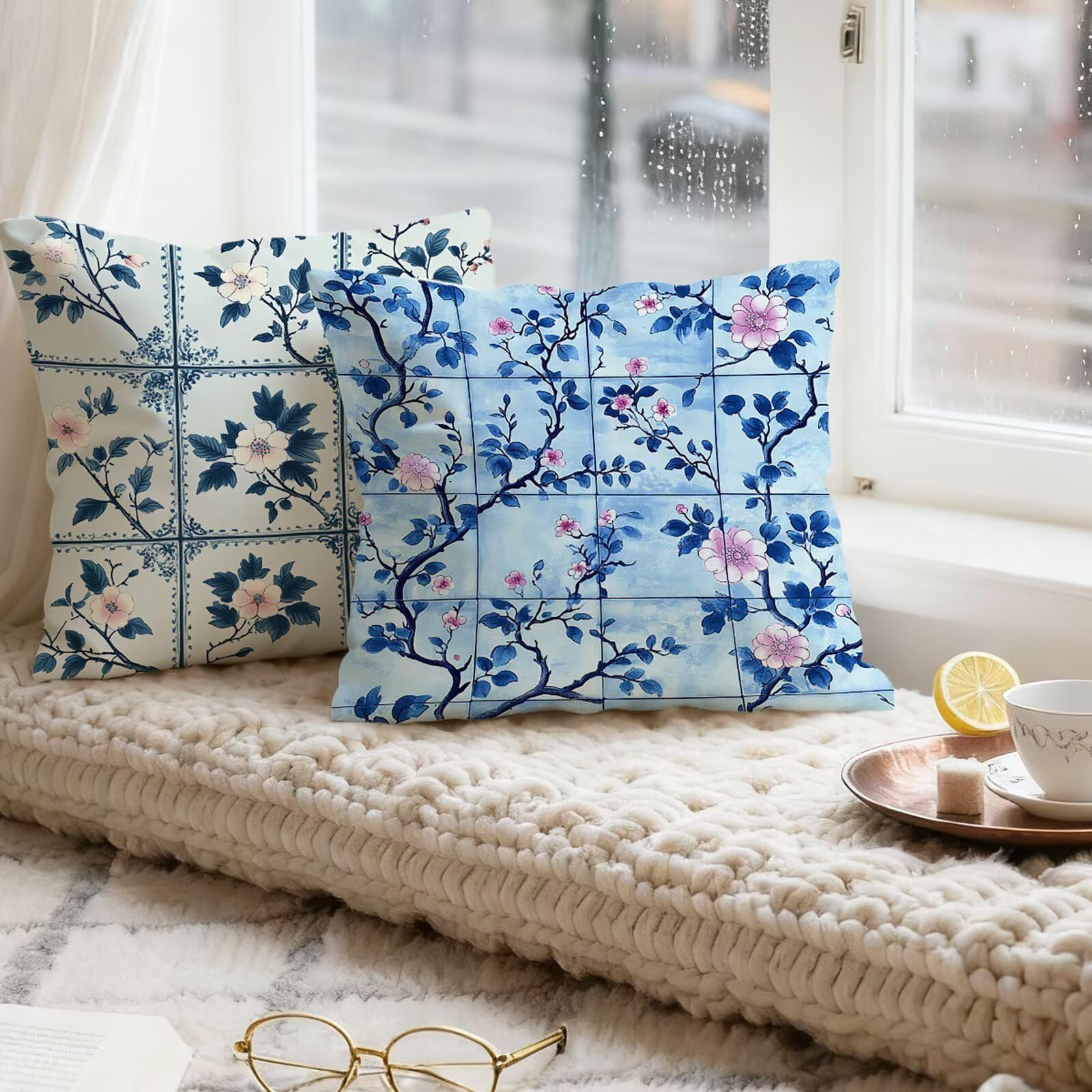 Azul Funda Cojin 60x60 Bohemia Funda Almohada 60x60 Cojines Sofa Súper Suave Fundas Cojines Decorativos Fundas Almohadas 4 Piezas Almohada Cervicales y Cuello, para Hogar Cama Salon Decoracion E - 573