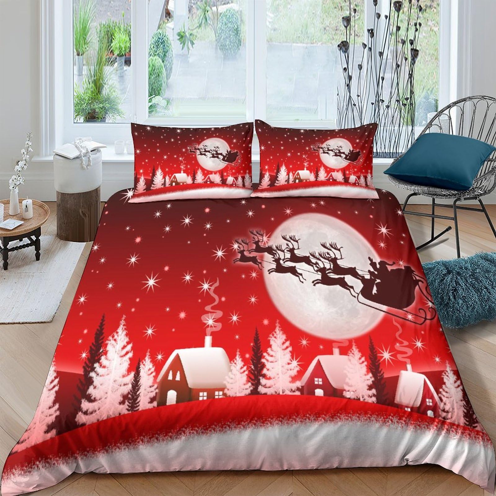 Housses de couettes Noël pour adultes et enfants parure de lit 3D