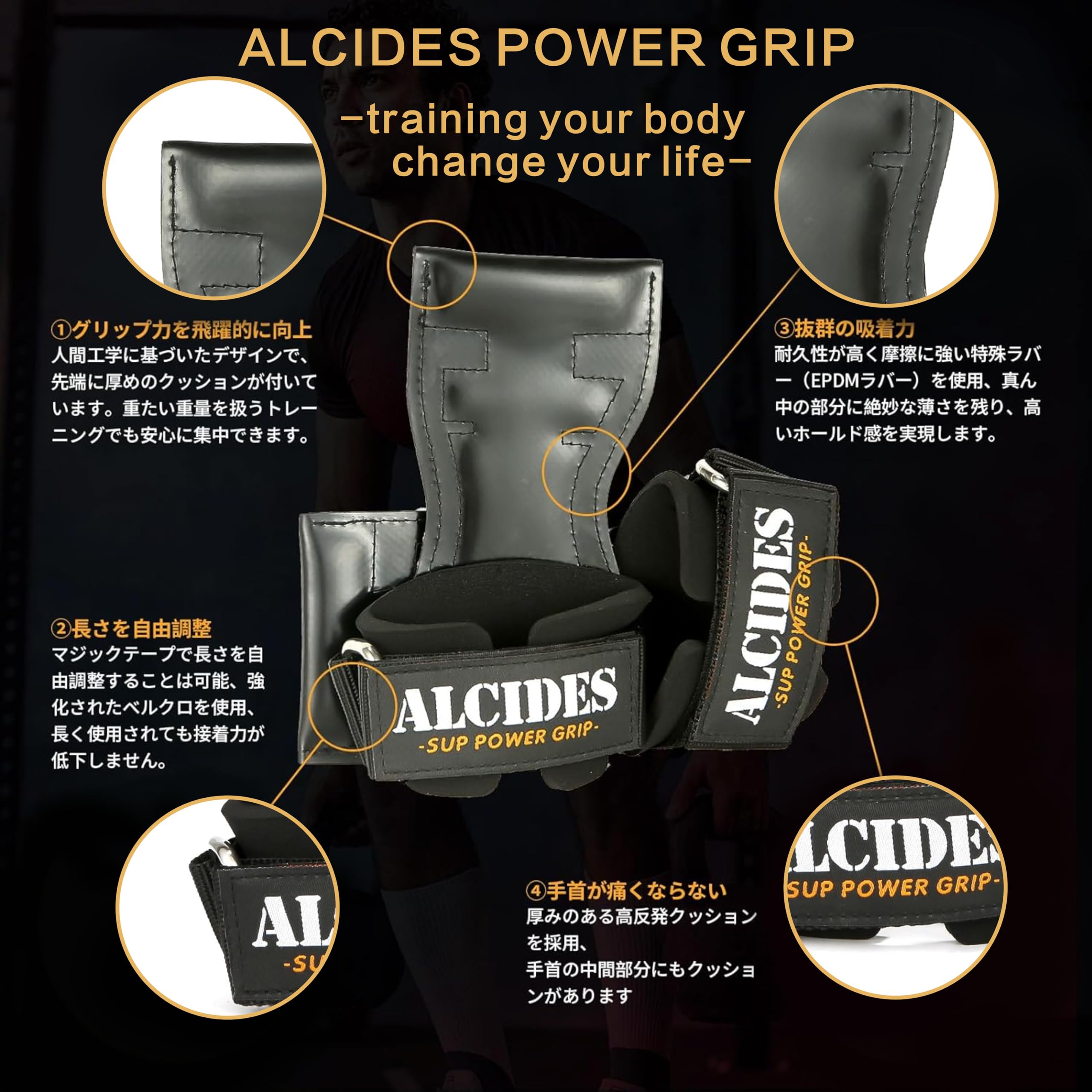 Amazon | Alcides パワーグリップ ラバー オレンジ色【SUP】筋トレ