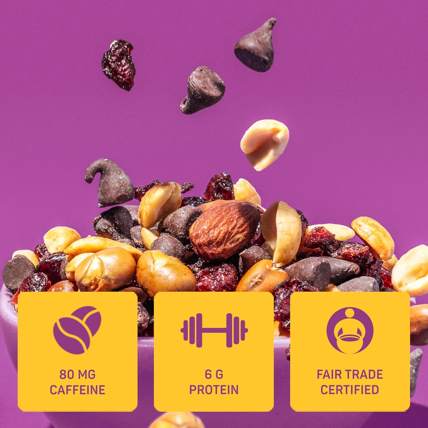 AWAKE Caffeinated Trail Mix, Nevil's Sweet & Salty, 1.75 oz Bags (Pack of 24), 80mg Caffeine Per Bag, 6g Protein Per Serving, Fair Trade Certified, Kosher Certified