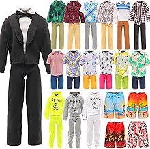 Miunana 12 Kleidung für 12 Zoll Jungen Puppen = 1 Anzug 1 Sportbekleidung 2 Kleidung Oberteile 2 Hosen 1 Badehosen 5 Paar Schuhe für Puppen