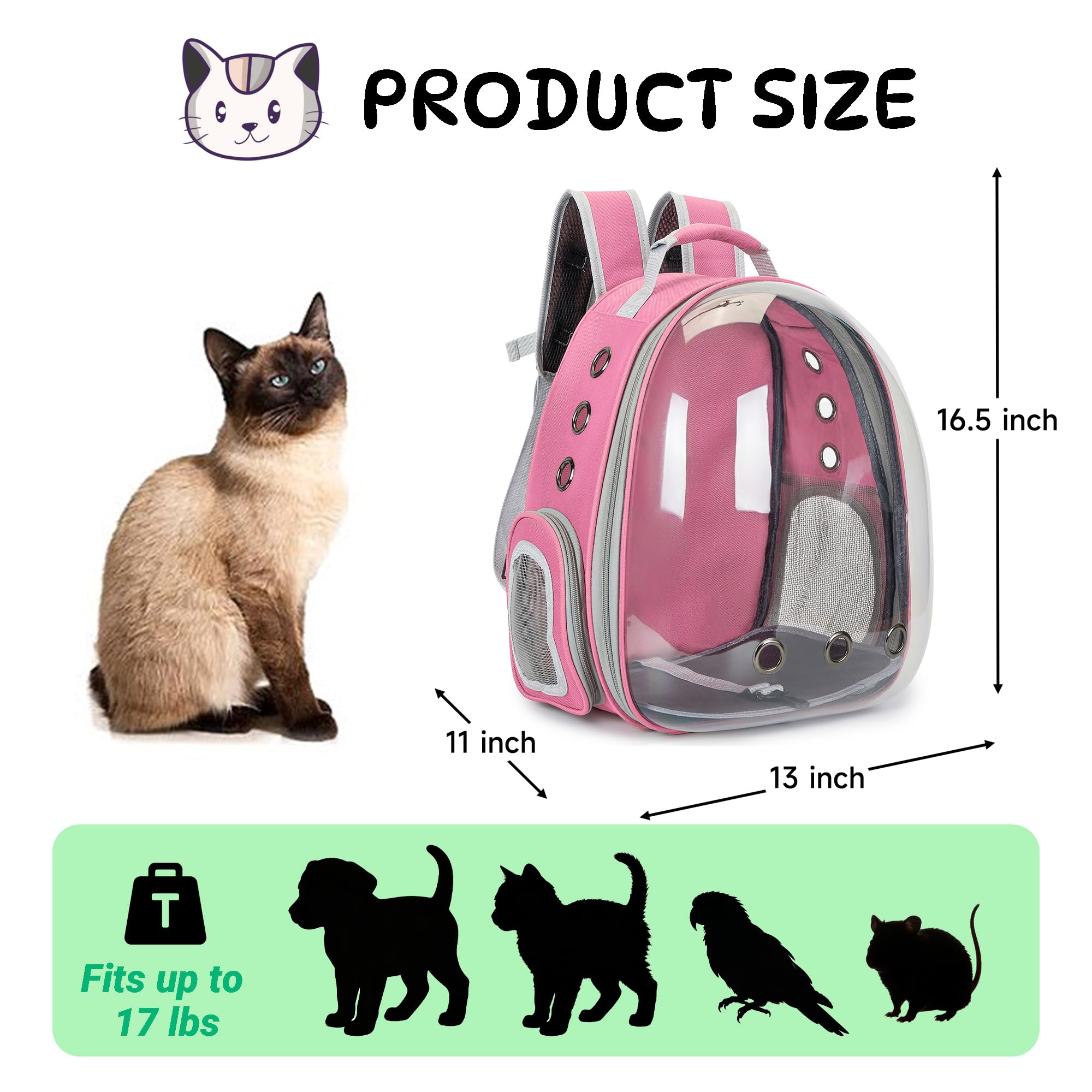 Mochila transportadora de Burbujas para Gatos, para Perros pequeños y medianos, Bolsa de Transporte para Gatos, Bolsa de Transporte para Mascotas aprobada por aerolíneas, Mochila para Perros
