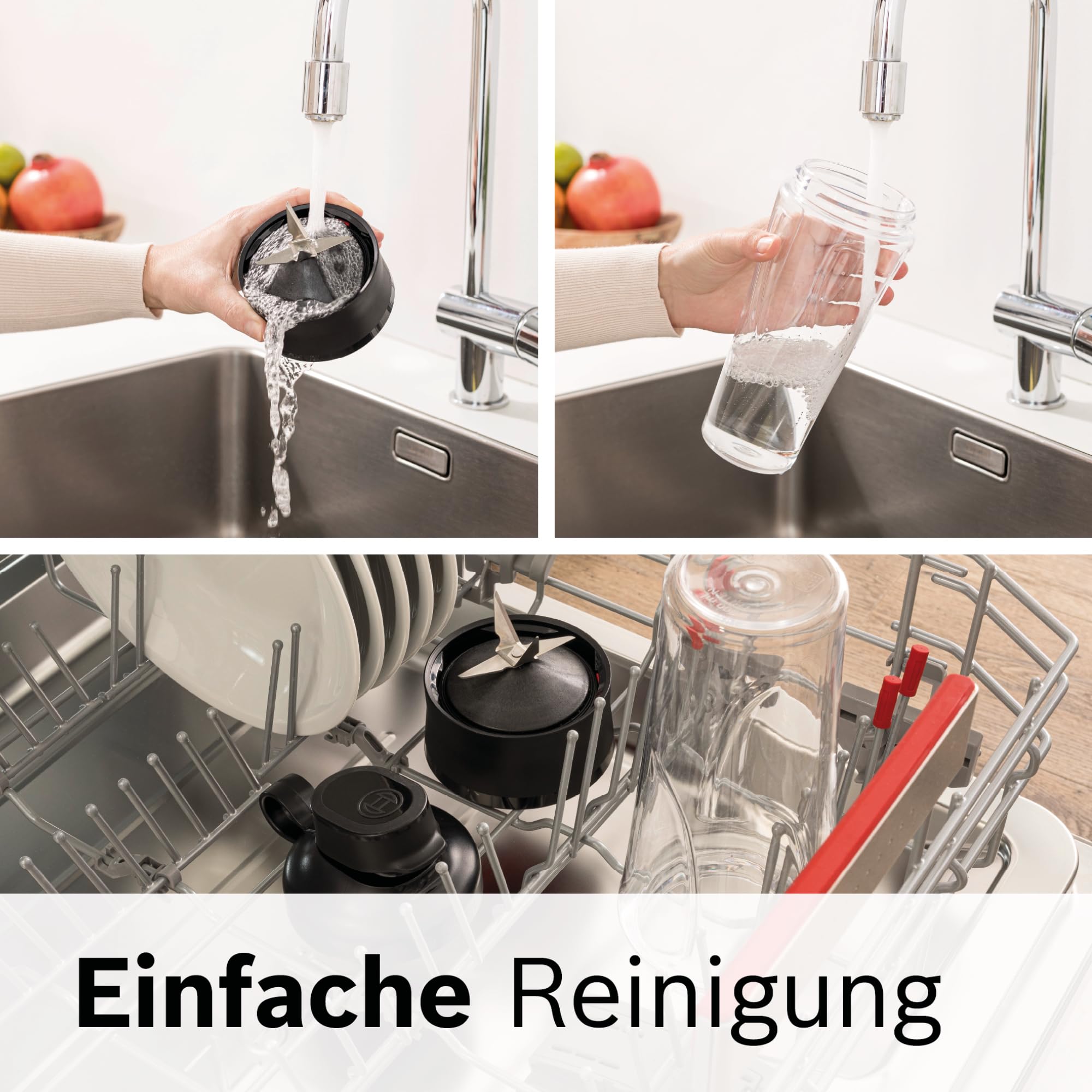 Bosch Zubehör Set MMZBTK1B aus ToGo-Flasche und Messer, für Küchenmaschine OptiMUM/Serie 6 / Serie 8, Standmixer VitaPower Serie 4 / Serie 2, 600 ml, bruchsicher, mit Deckel, spülmaschinenfest