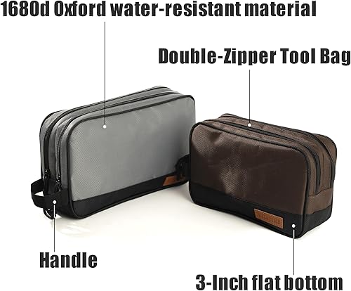 Miniatura 4 de Paquete de 2 bolsas de herramientas con cremallera de 12 pulgadas, bolsa de herramientas pequeña con dos compartimentos, bolsa de herramientas con