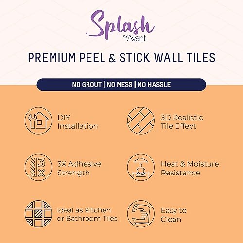 Miniatura 6 de Avant Decor 8 azulejos  Azulejos de metro medianos de gel 3D  Azulejos para salpicaduras de cocina y baño  PVC grueso  10.6 x 12.6 pulgadas