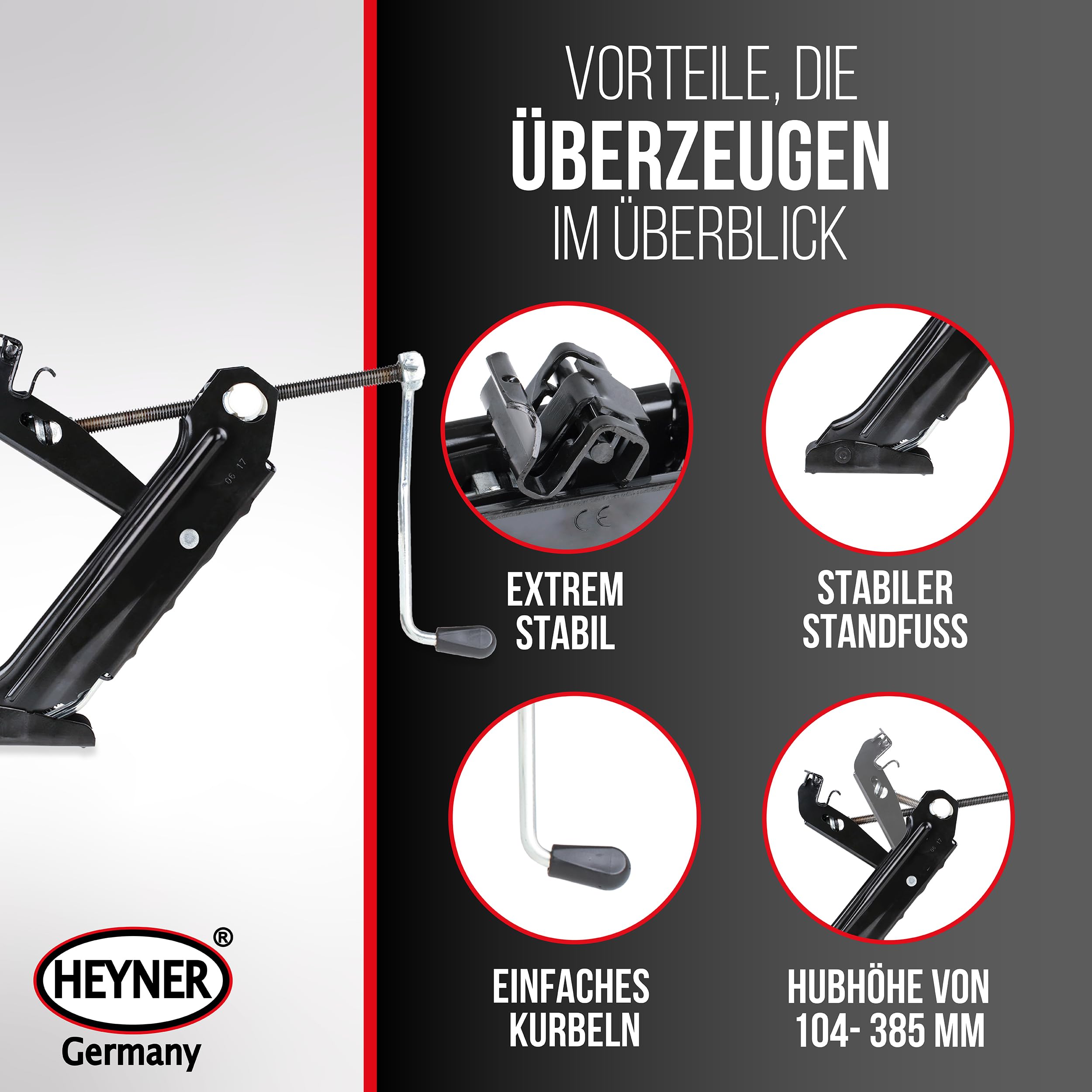 HEYNER® OEM Wagenheber I Made in EU I passend für VW Golf & SEAT Leon & Skoda Octavia & Audi A3