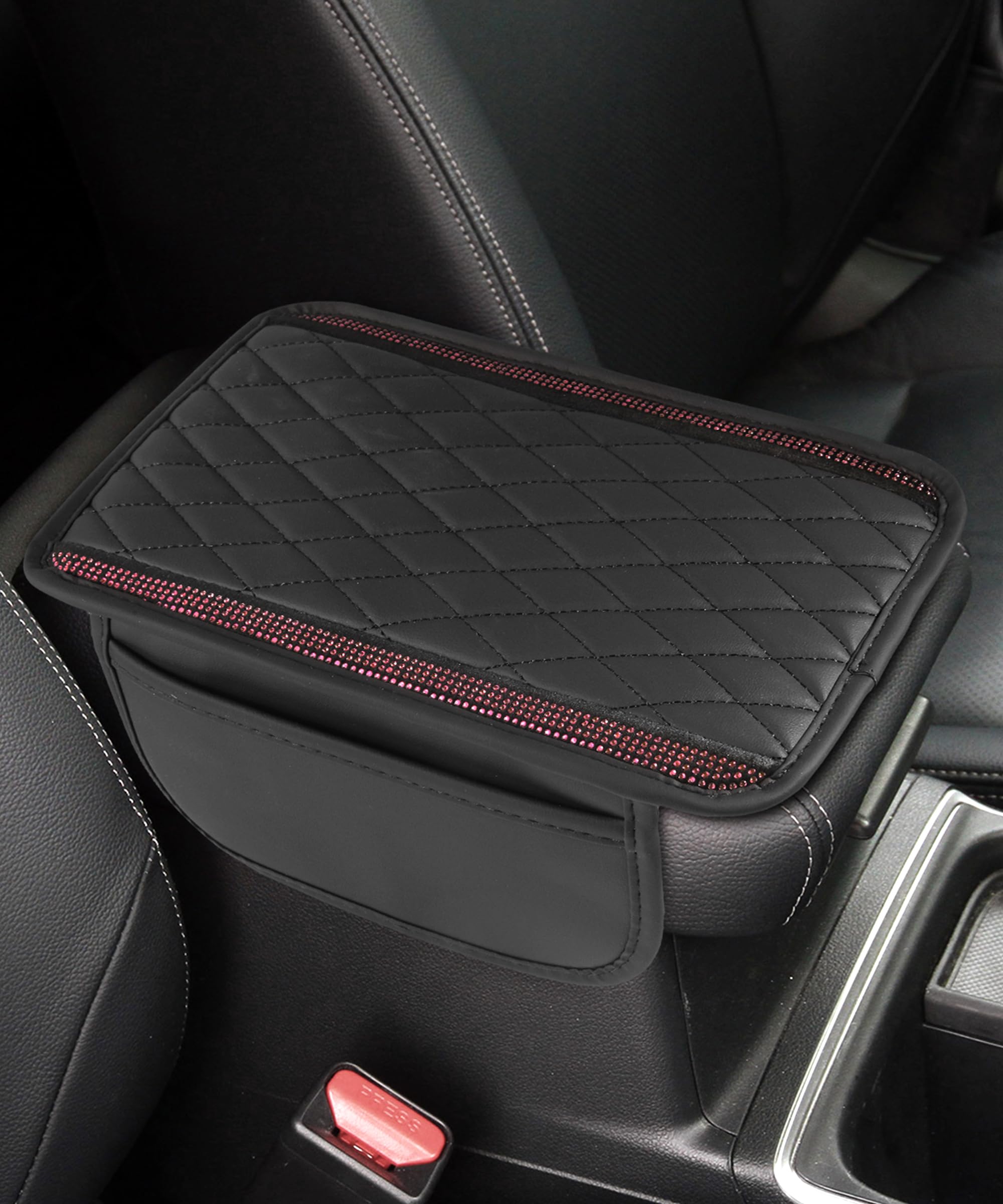 Center Console Cover,Bling Car Accessories for Women,Automotive Armrests,Arm Rest Cover for Car,Middle Console Cover,Suitable for Sedans,Cars,Trucks,SUVs,RVs and Commercial Vehicles (Pink)