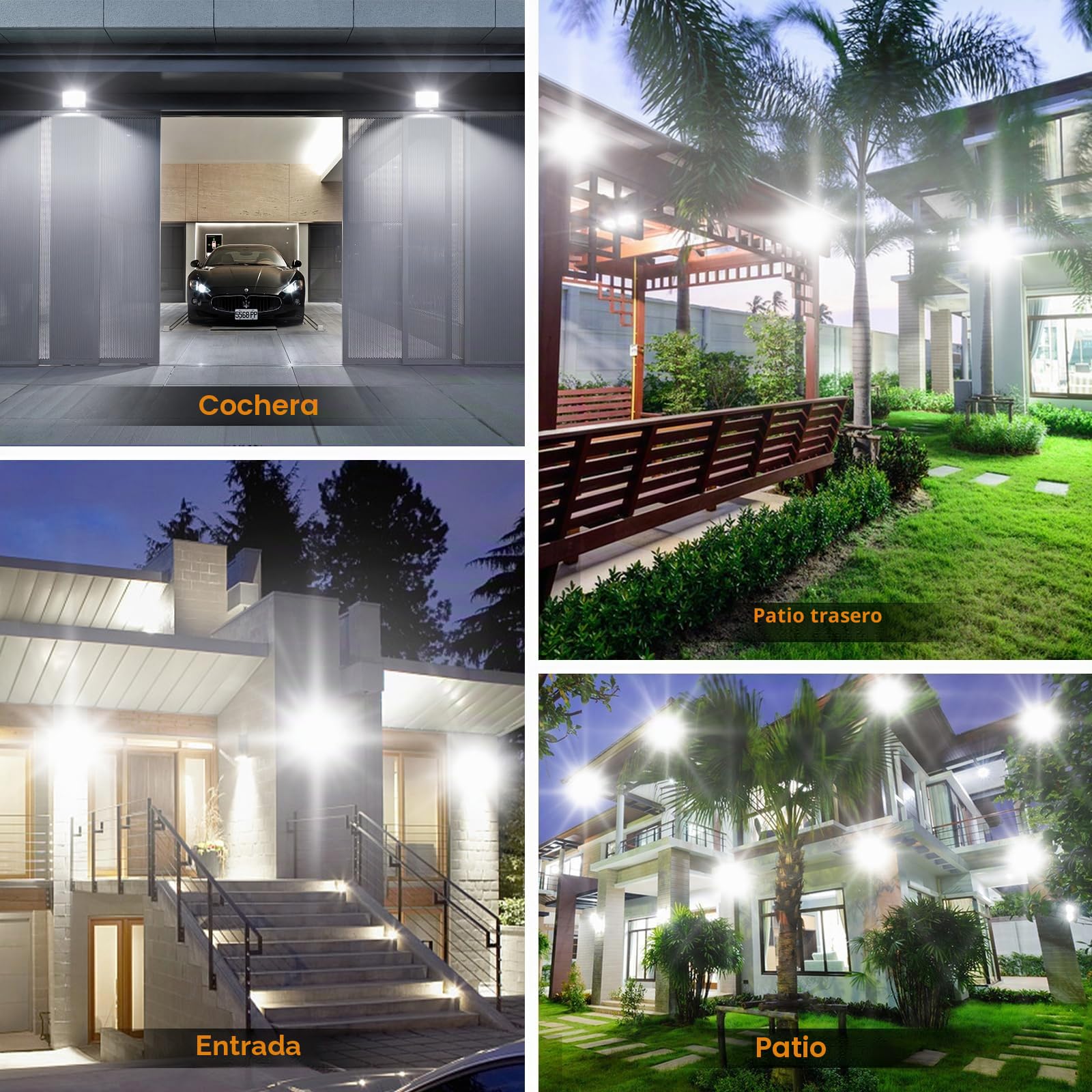 Focos LED Exterior 200W - 20000LM 6500K Blanco Frío Proyector LED Exterior 2 Piezas Impermeable IP67 Focos de Jardin/Patio