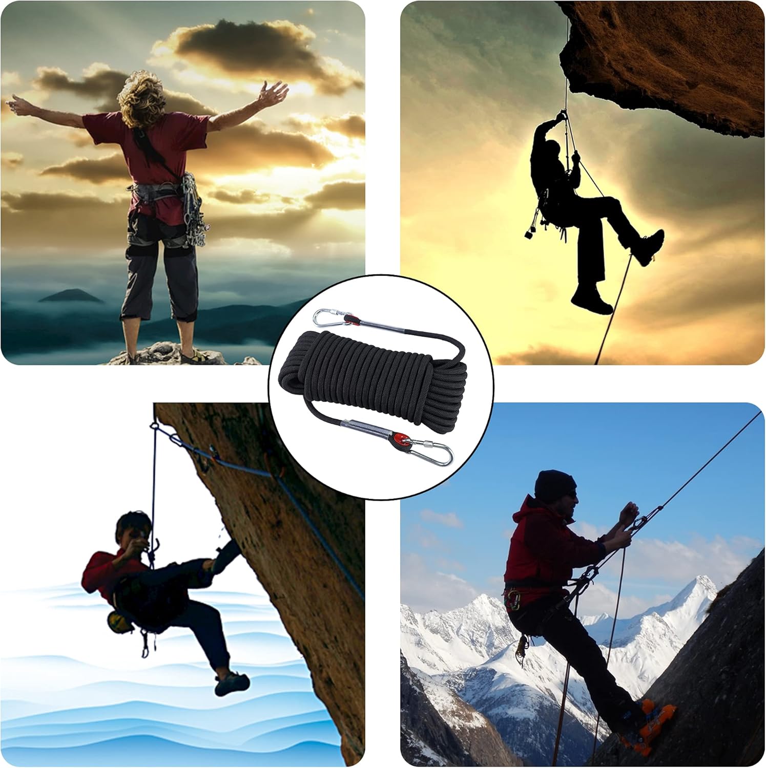 XMSKY Climbing Rope 12mm Rock Climbing Rope Rugged Static Outdoor Hiking Climbing Rope 1/2inch 65feet (Black) : Sports & Outdoors