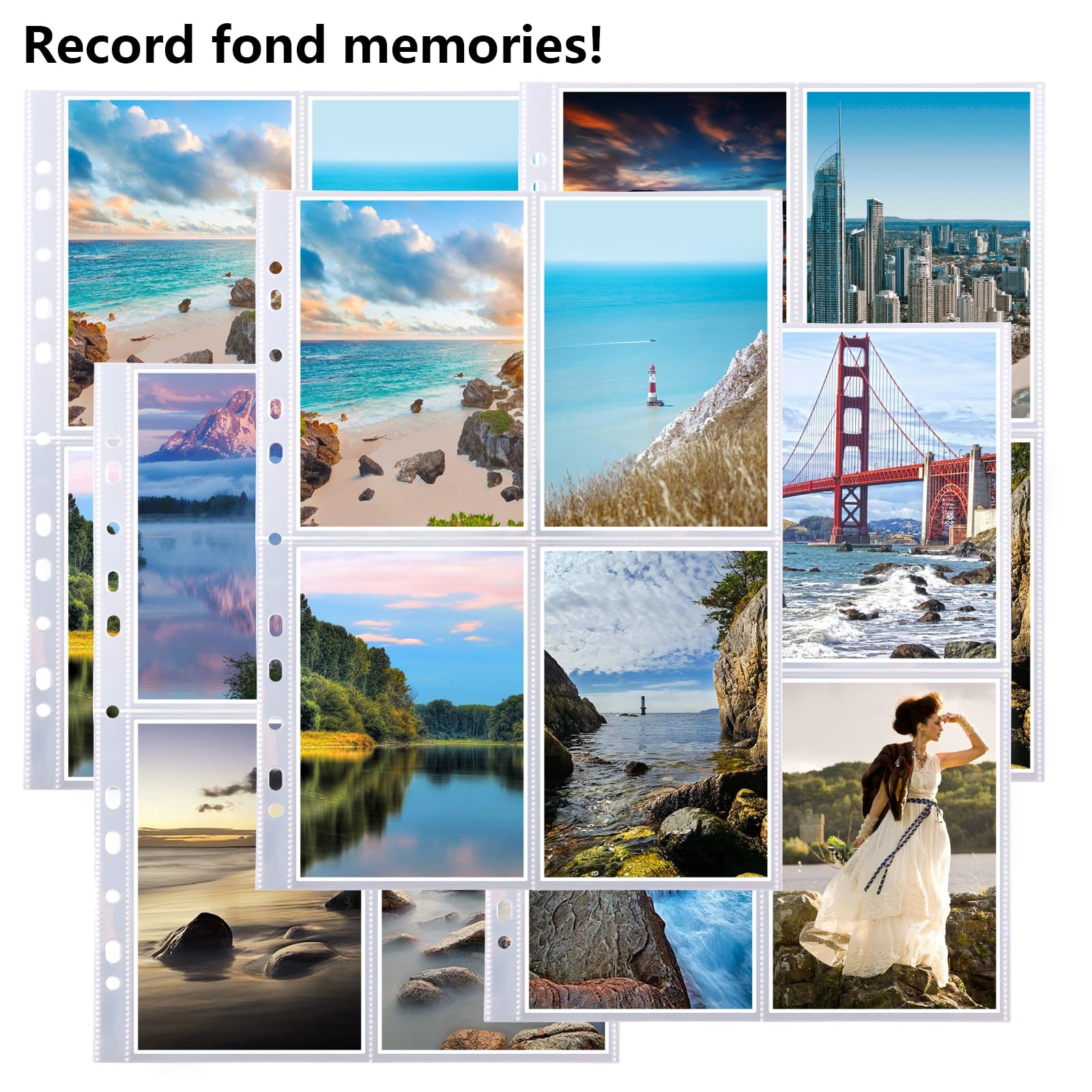 120 fundas para fotos A4, transparentes, DIN A4, fundas transparentes para tarjetas postales, 4 compartimentos para familias, bodas, 10,5 x 15,2 cm