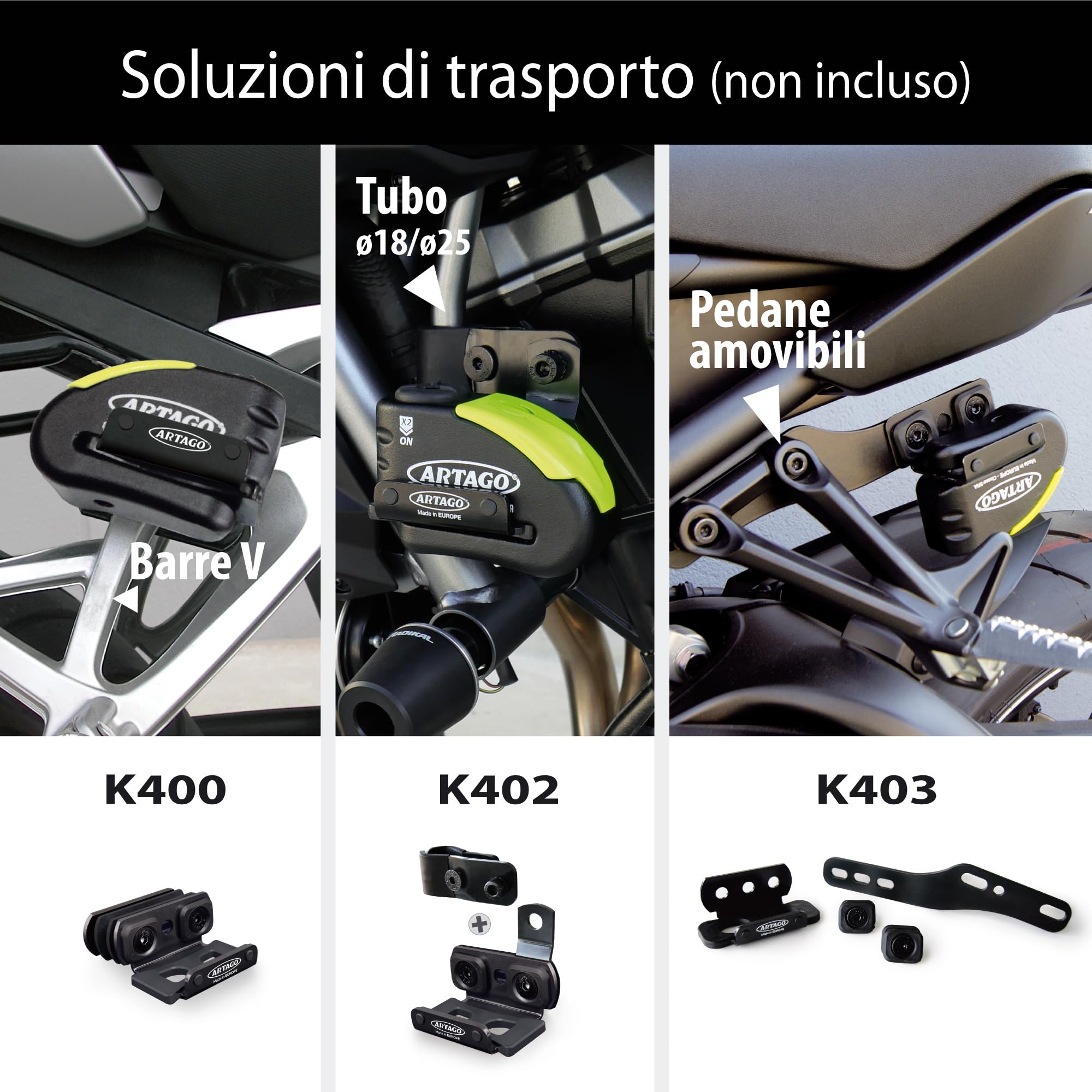 ARTAGO 30X14 Blocca Disco per Moto Alta Gamma, Senza o Con Allarme Don't Touch 120dB, Antifurto Omologato SRA e SSG, Lucchetto Alta Sicurezza Anti-Trapano 5mm, Doppia Chiusura Acciaio Temperato ø14mm